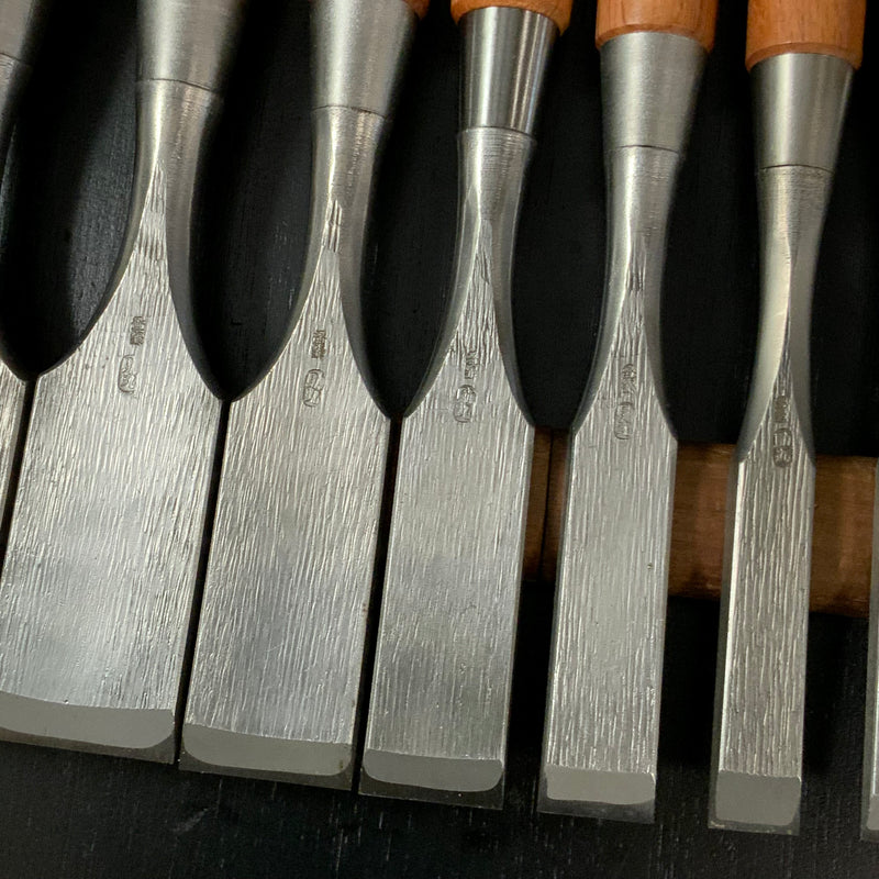 Sukemaru 4th High-Speed Steel  Shorter Timber Chisels set by Usui Yoshio 四代助丸 碓氷淑郎 ハイスダメ切鑿 7本組 Damekiri Tatakinomi