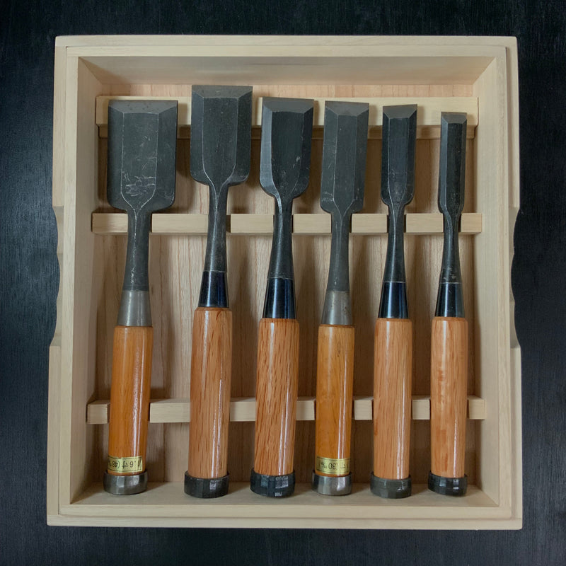 #M164 Mixed Timber chisels set by unknown smith バラ鑿合わせ 叩き組鑿 作者不明