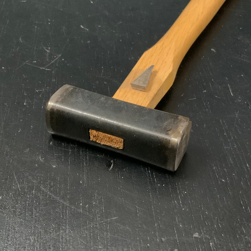 Old stock Suiheiya Square Hammers with Hand-filed Blacksmith Finish Made by Masatsura with handle 掘出し物 正行作 水平屋銘 四角玄翁 柄付 ヤスリ黒仕上 100g