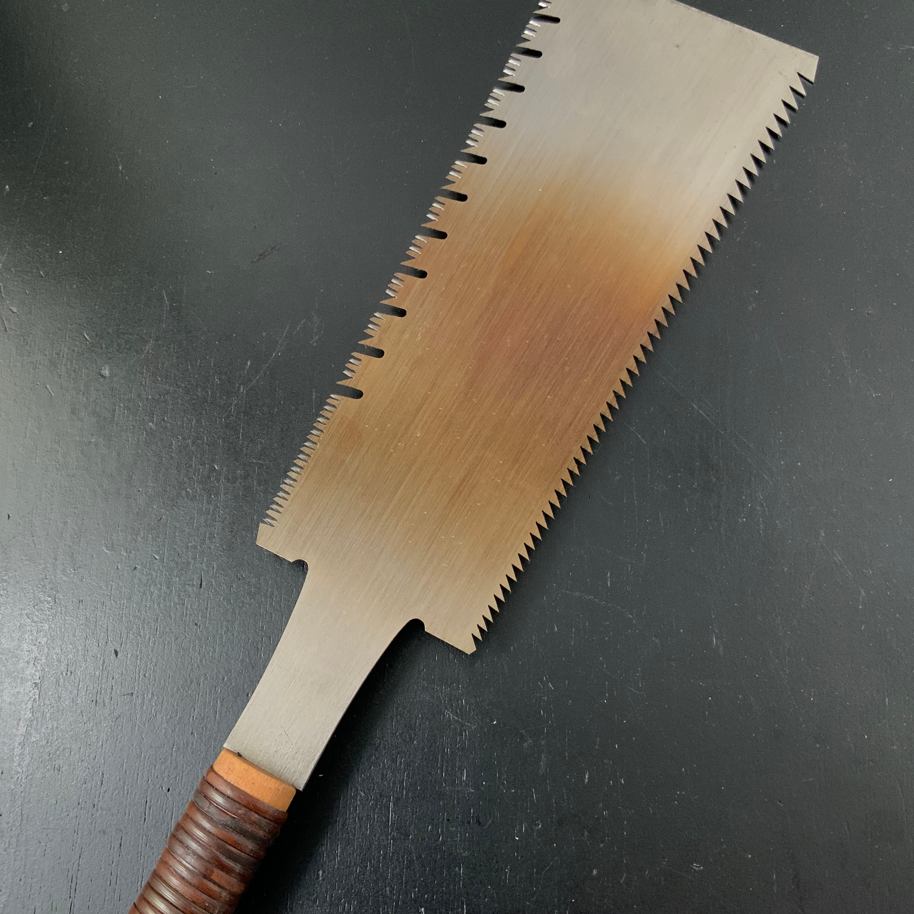 #191 Nagakatsu Double Edge Saw Eddy Type Handles set by Kurashige for hardwood 長勝鋸 渦巻き柄 両刃鋸 広葉材用 270mm