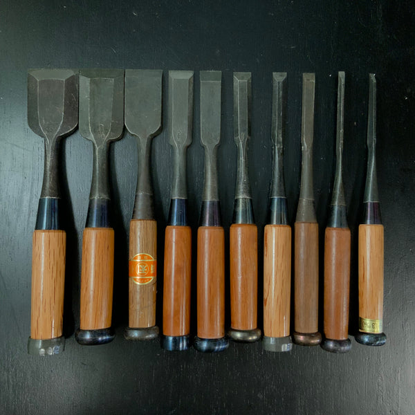 #M173 Mixed Bench chisels set by unknown  バラ鑿合わせ 追入れ組鑿 10本組 作者不明