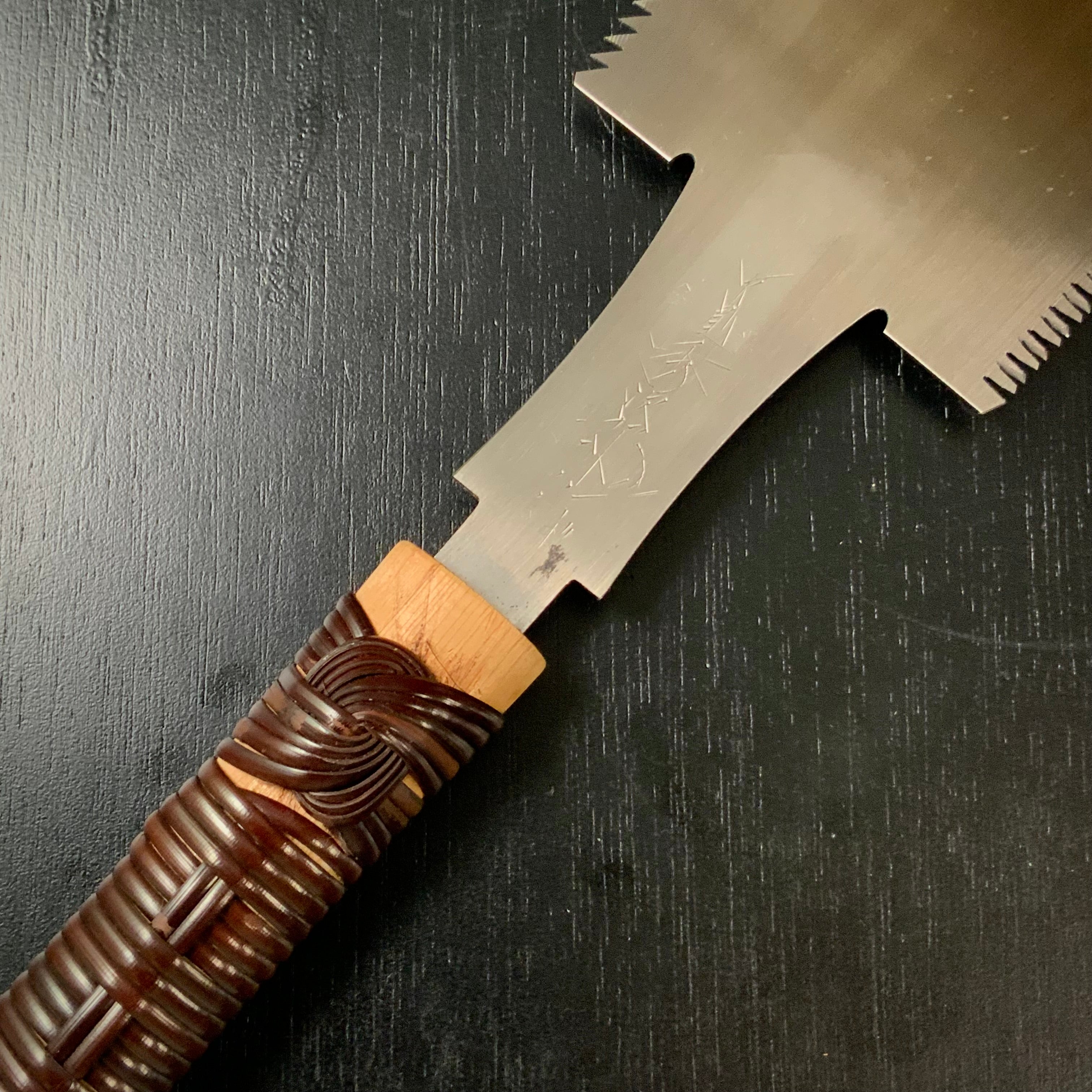 #148 Nagakatsu Double Edge Saw Eddy Type Handles set by Kurashige For Hard Wood 長297mm勝鋸 渦巻き柄 両刃鋸