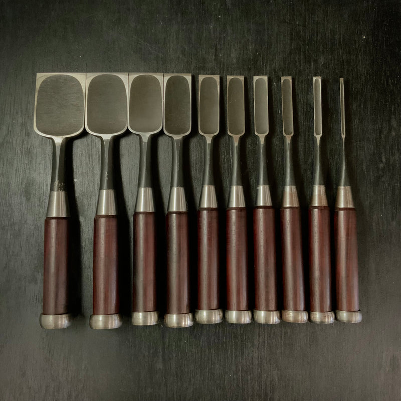 Old stock Ichihiro Bench chisels set    掘出し物 市弘 山崎勇作 追入組鑿  Oirenomi