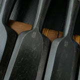 Kunitsuru bench chisels 10-piece set Blacksmith finish with white steel 掘出し物 國鶴 黒仕上 追入組鑿 10本組