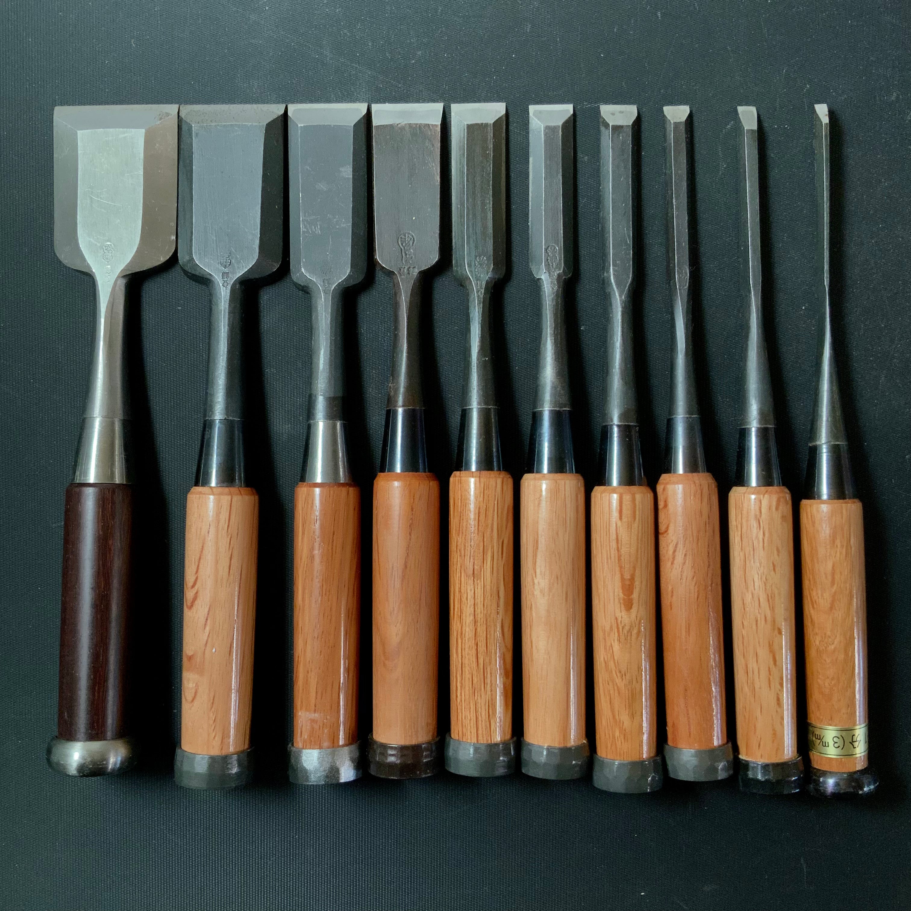 #M152 Mixed set for beginner Bench chisels set by unknown smith バラ鑿合わせ ...