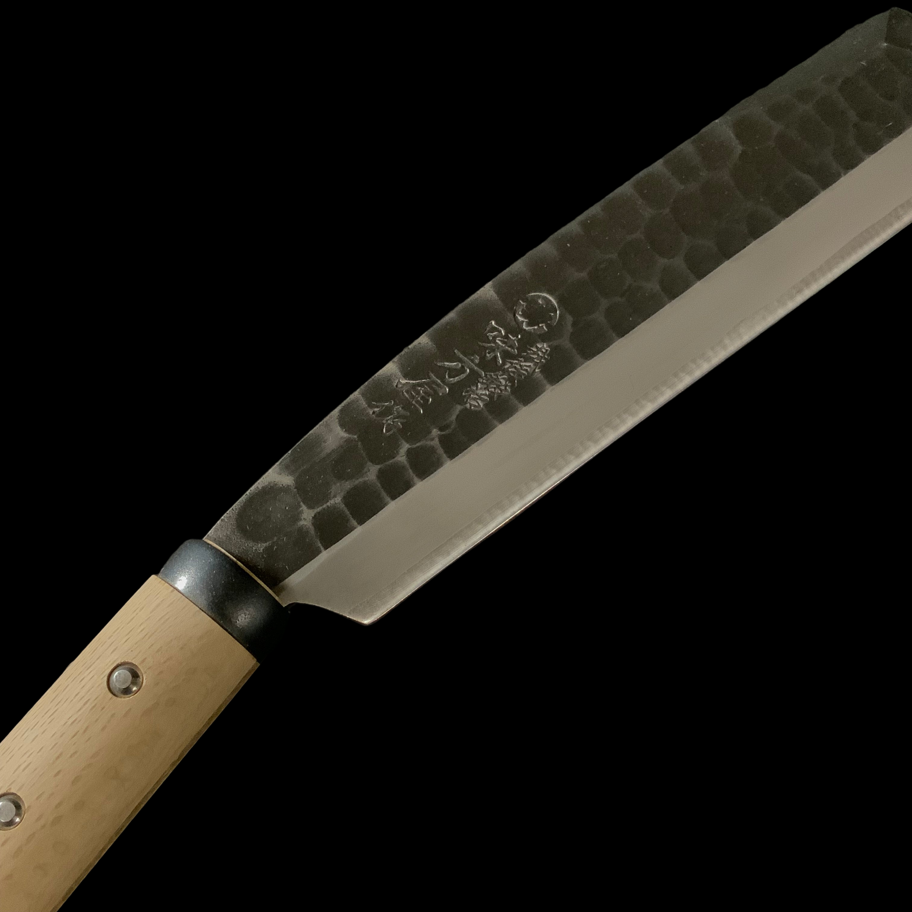 Ajikataya Double edged Nata by HinoUra Tsukasa Right hand  味方屋作 鉈 片刃 磨き仕上げ 右 195mm