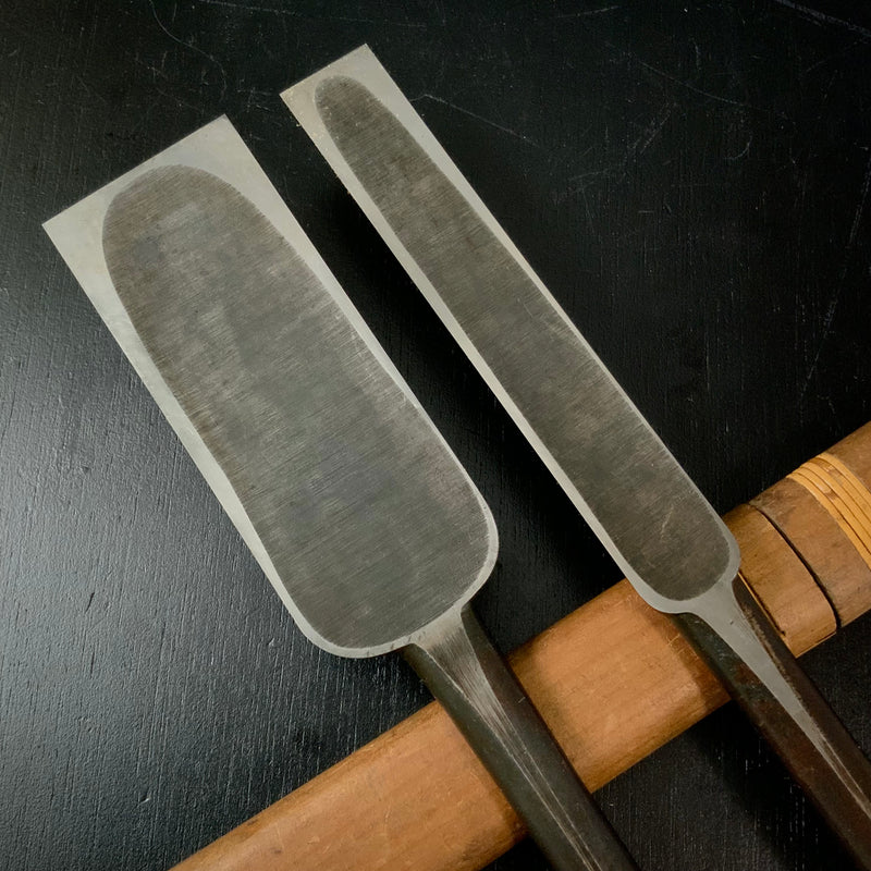 Old stock Hiromasa Slick Chisels set  (Ootsuki-nomi, Hontsuki-Nomi)  掘出し物 弘正 本突き組鑿  48,24mm