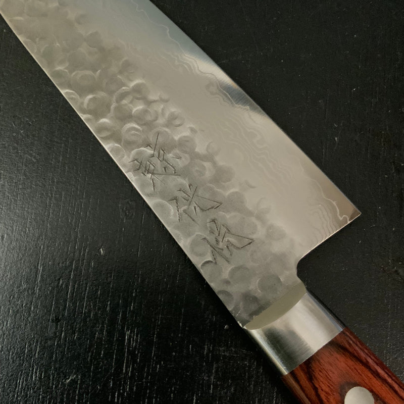 Kouetsu Damascus Finish Santoku Kitchen Knife V10  侊悦 三徳包丁 ダマスカス槌目 170mm