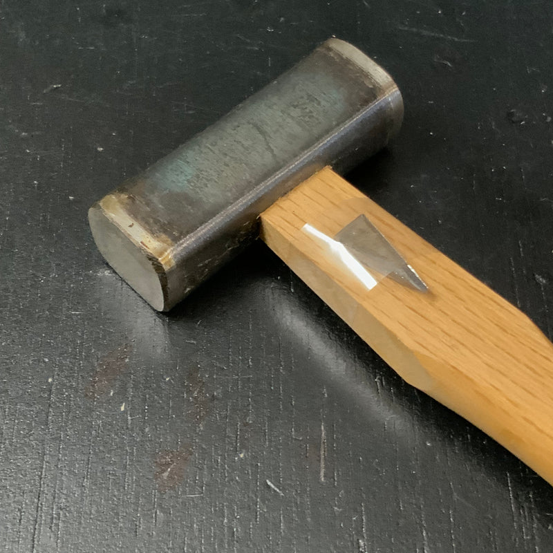 Old stock Suiheiya Square Hammers with Hand-filed Blacksmith Finish Made by Masatsura with handle 掘出し物 正行作 水平屋銘 四角玄翁 柄付 ヤスリ黒仕上 100g