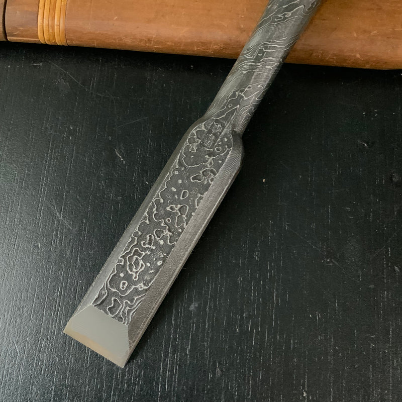 Tasai Mokume Special Timber chisels with Japanese Red oak   田斎作 木目 厚鑿 赤樫柄 24,30mm Atsunomi