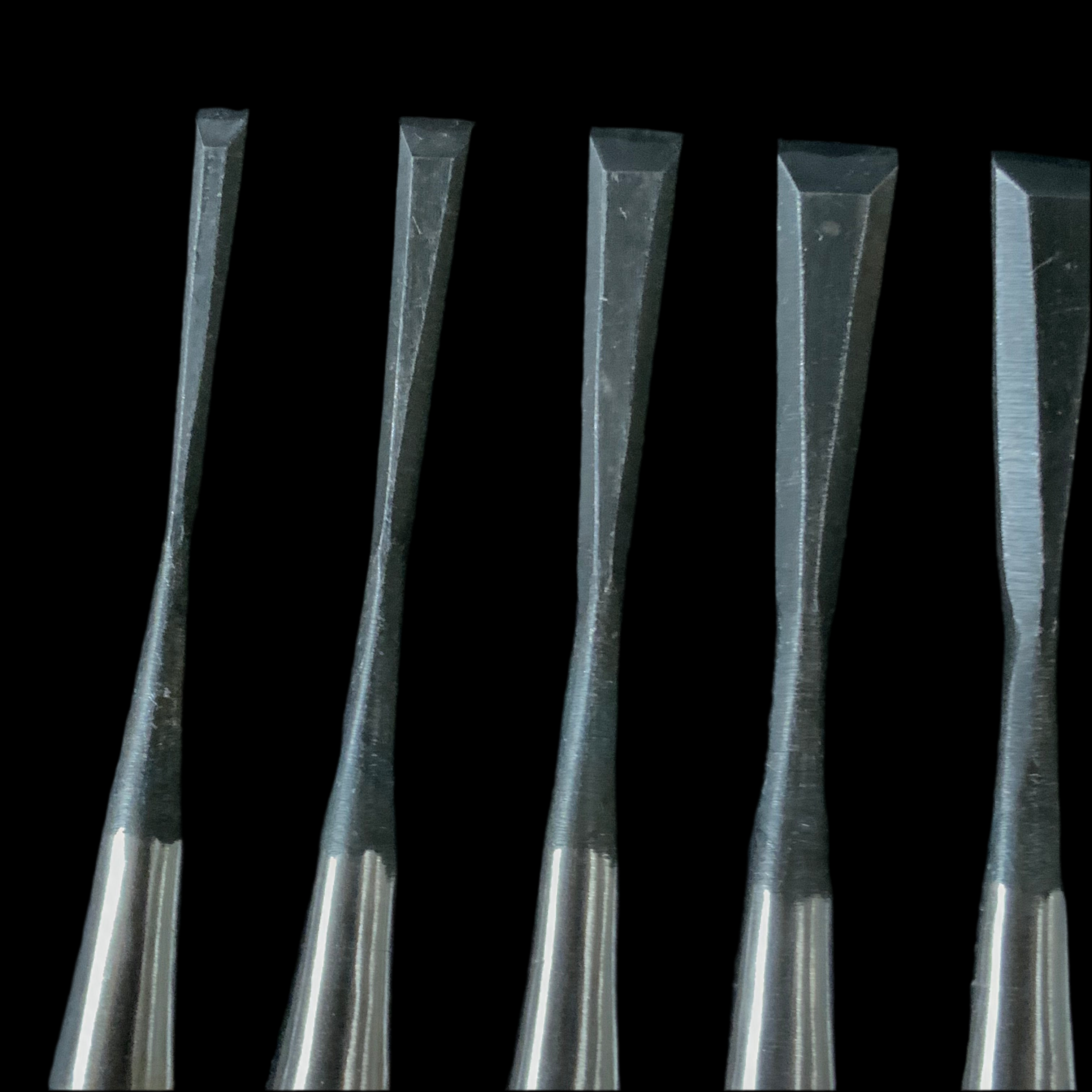 Seigen FishTail chisels  (Bachi chisels) each size   清玄作 バチ鑿 (フィッシュテール)