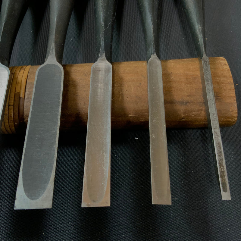 #M143  Mixed set for beginner Bench chisels set by unknown smith バラ鑿合わせ 初心者におすすめ 追入組鑿作者不明