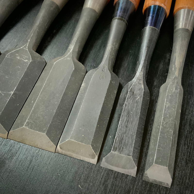 #M165 Mixed Timber chisels set by unknown smith バラ鑿合わせ 叩き組鑿 作者不明