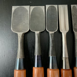 #M169 Mixed Bench chisels set by unknown  バラ鑿合わせ 追入組鑿 5本組 作者不明