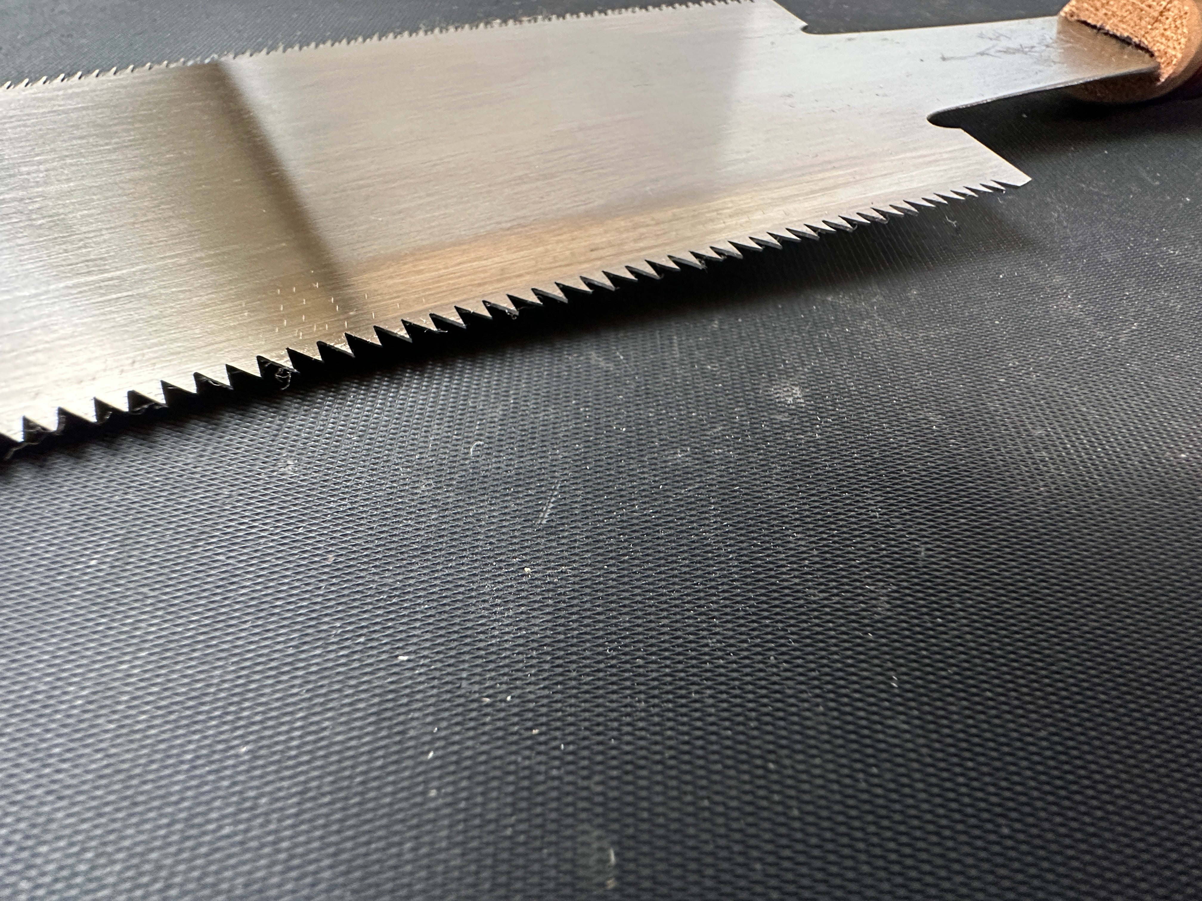 #R13 Ready to use! Old stock Double Edge (Ryoba) Saw with Eddy Type Handles set by Kurashige 直ぐ使い 倉重栄助 目立 渦巻き柄 両刃鋸 220mm