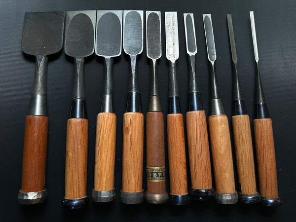 #M138  Mixed set for beginner Bench chisels set by unknown smith バラ鑿合わせ 初心者におすすめ 追入組鑿作者不明