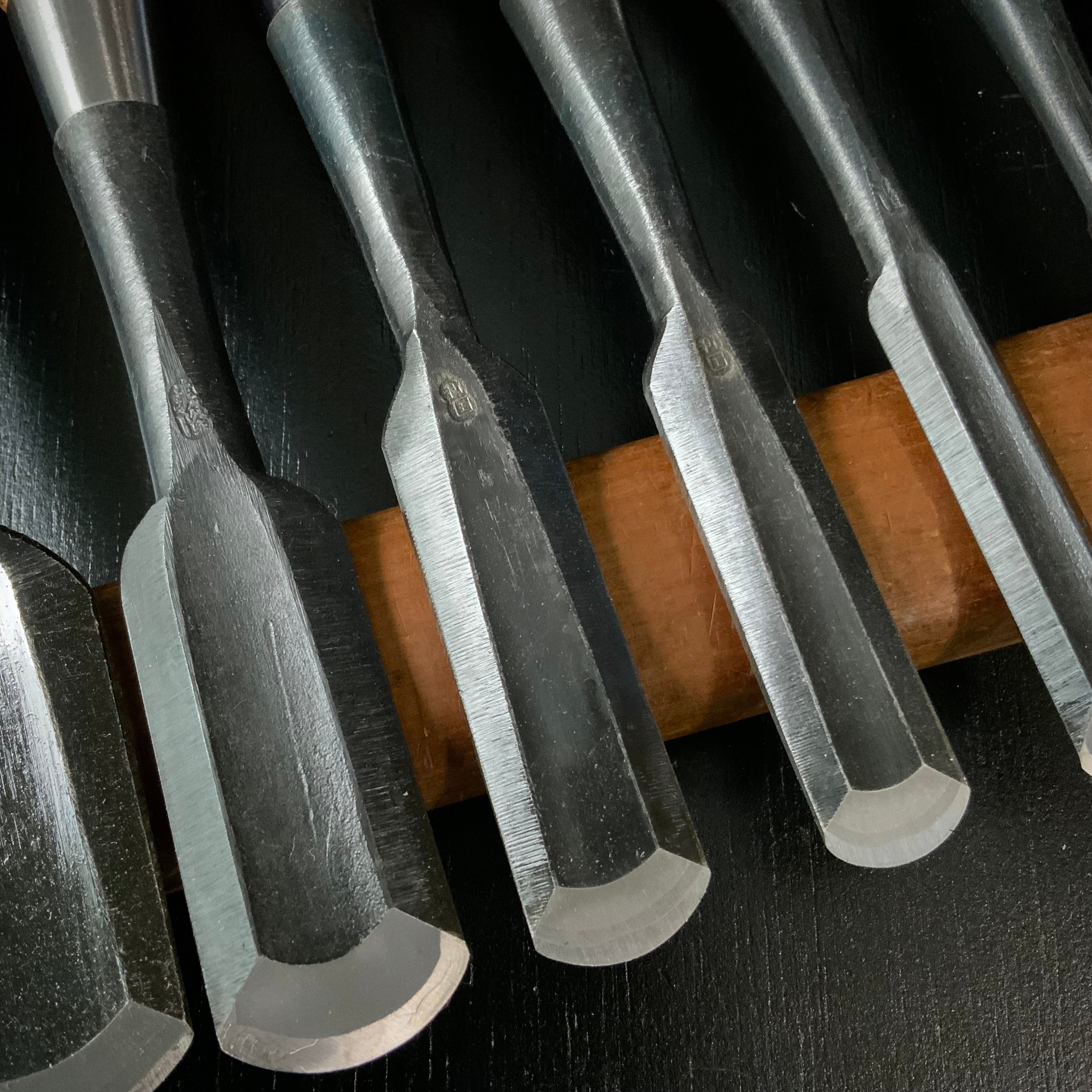 #M171 Mixed Sotomarunomi chisels set by unknown  バラ鑿合わせ 外丸組鑿 10本組 作者不明