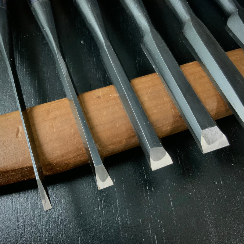 #M168  No brand Bench chisels set by unknown smith  無名 追入組鑿 10本組 作者不明