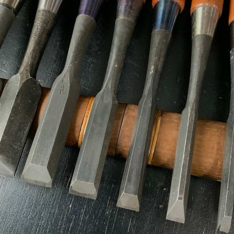 #M182  Mixed set for beginner Bench chisels set by unknown smith バラ鑿合わせ 初心者におすすめ 追入組鑿作者不明