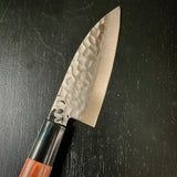 Houei INOX Chef knife KOIDO Satoru brown plywood with rounded edges   /  豊榮 INOX 鎚目 茶合板丸柄 小出刄 105mm