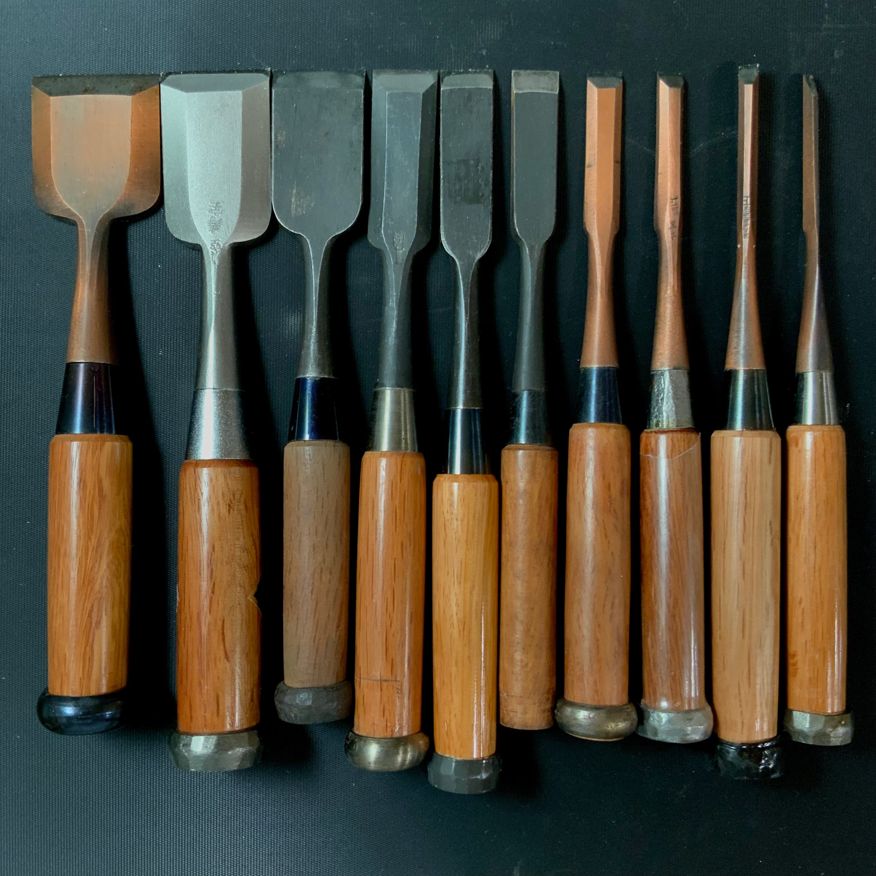 #M154 Mixed set for beginner Bench chisels set by unknown smith バラ鑿合わせ ...