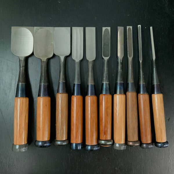 #M173 Mixed Bench chisels set by unknown  バラ鑿合わせ 追入れ組鑿 10本組 作者不明