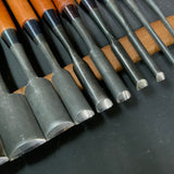 #13 Old stock Uchi maru bench chisels set with white steel 掘出し物 内丸追入組鑿 10本組 Uchimarunomi
