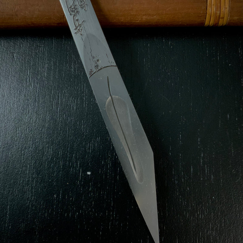 Haura Kamaji Right hand Kiridashi by Sozen  Carving   京都鍛冶 素全作  羽裏釜地切出し小刀 右