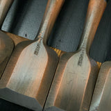 Old stock #8 Sukemaru 4th Masanori Wholesaler stamp High-Speed Steel Bench chisels set 掘出し物 四代助丸 正則 ハイス鋼追入組鑿 Oirenomi