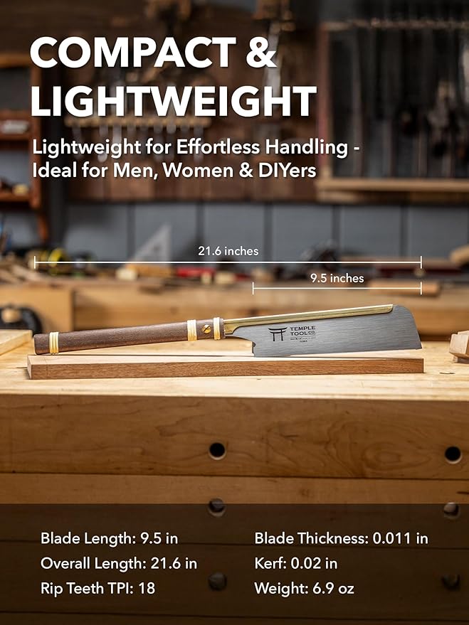 Temple Tool Japanese Dozuki Pull Saw Fine Rip-Cut 240mm   テンプルツール 導突鋸 縦挽 240mm