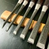 Tasai Mokume Special Bench chisels set  with Rosewood handle 田斎作 木目造り 追入組鑿  10本組 紫檀柄