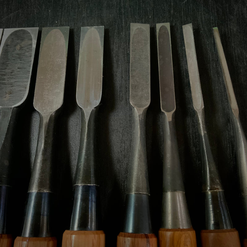 #M162  Mixed set for beginner Bench chisels set by unknown smith バラ鑿合わせ 初心者におすすめ 追入組鑿作者不明