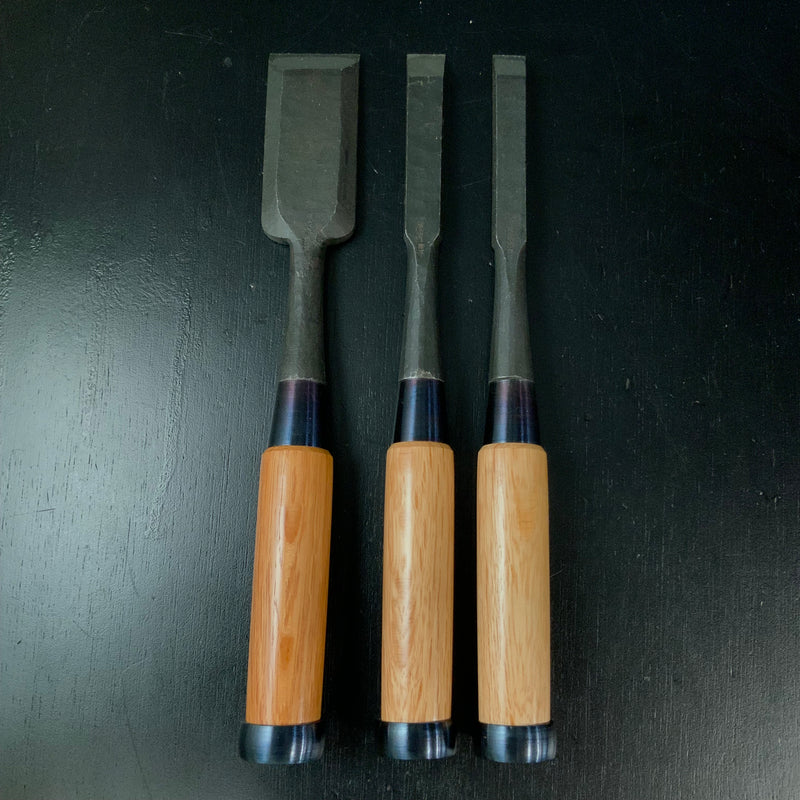 Old stock Ouchi Bench chisels by Ouchi 4th generation 掘出し物 四代目大内俊明作 宗家大内 追入鑿 Oirenomi