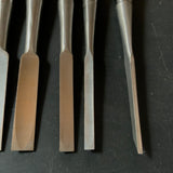 Old stock #6 Sukemaru 4th Wholesaler stamp High-Speed Steel Bench chisels set 掘出し物 四代助丸 問屋銘 ハイス鋼追入組鑿 Oirenomi