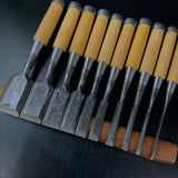 Ichimitsu Sukemasa Suminagashi Bench chisels Box wood Handle 助正作 市光 墨流し 追入組鑿 10本組  拓柄入 三つ裏 Oirenomi