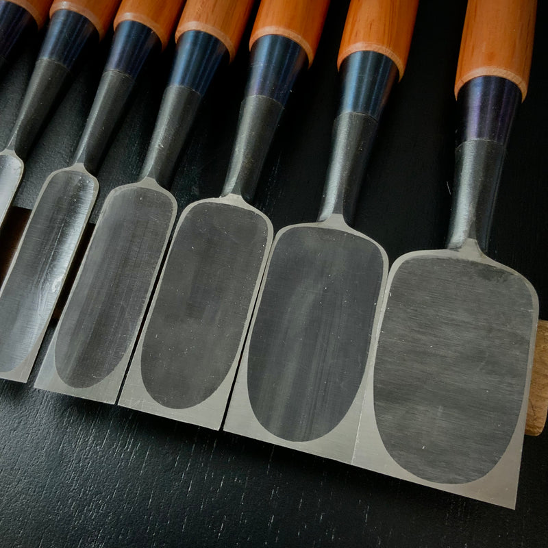 #M168  No brand Bench chisels set by unknown smith  無名 追入組鑿 10本組 作者不明