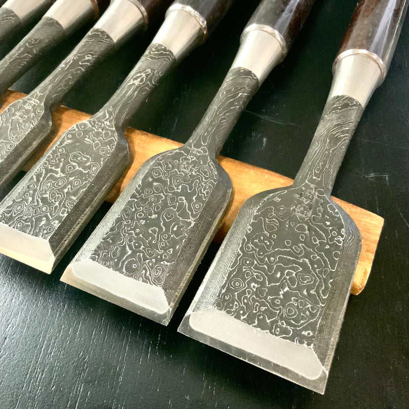 Tasai Mokume Special Bench chisels set  with Rosewood handle 田斎作 木目造り 追入組鑿  10本組 紫檀柄