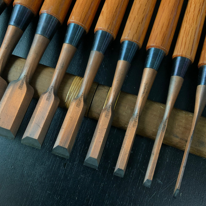 #M184  Masasoku Mixed set High-Speed Steel Bench chisels set for beginner by unknown smith 正則 バラ鑿合わせ 初心者におすすめ ハイス追入組鑿作者不明