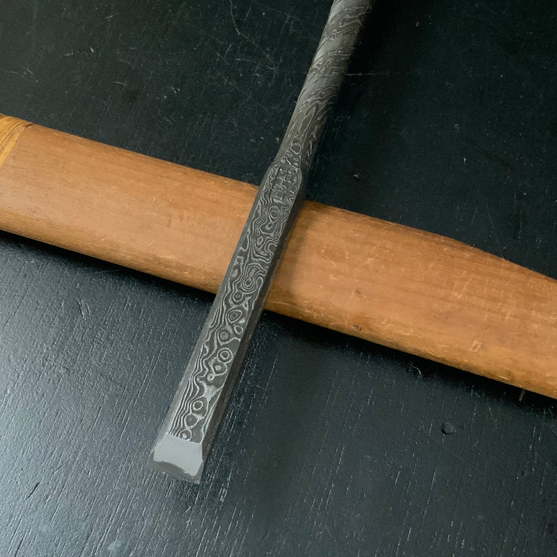 Tasai Mokume Special Paring chisels (Usunomi) with blue steel   田斎作 木目 薄鑿 赤樫柄 四分五厘