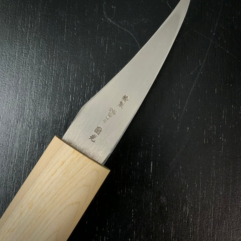 Baishinshi Kunimitsu Setsuki Kokatana carved kiridashi type 梅心子圀光 接木小刀 曲り 鞘付き たしみ丸 107mm