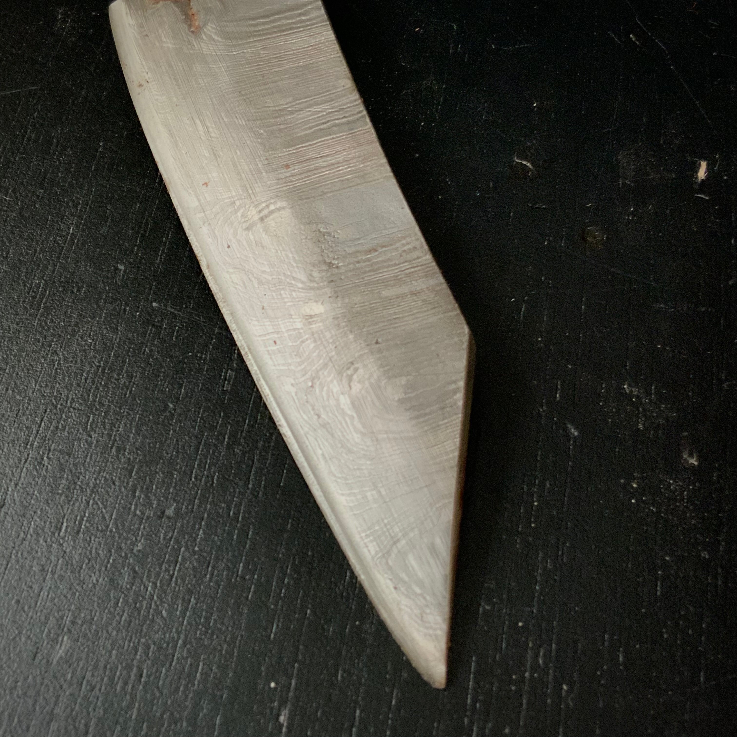 Old stock Laminated sheath knife with leather scabbard (bamboo handle)