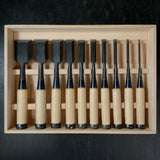 Ouchi Bench chisels set by Ouchi 4th generation 四代目大内俊明作 宗家大内 追入組鑿 桐箱付 Oirenomi