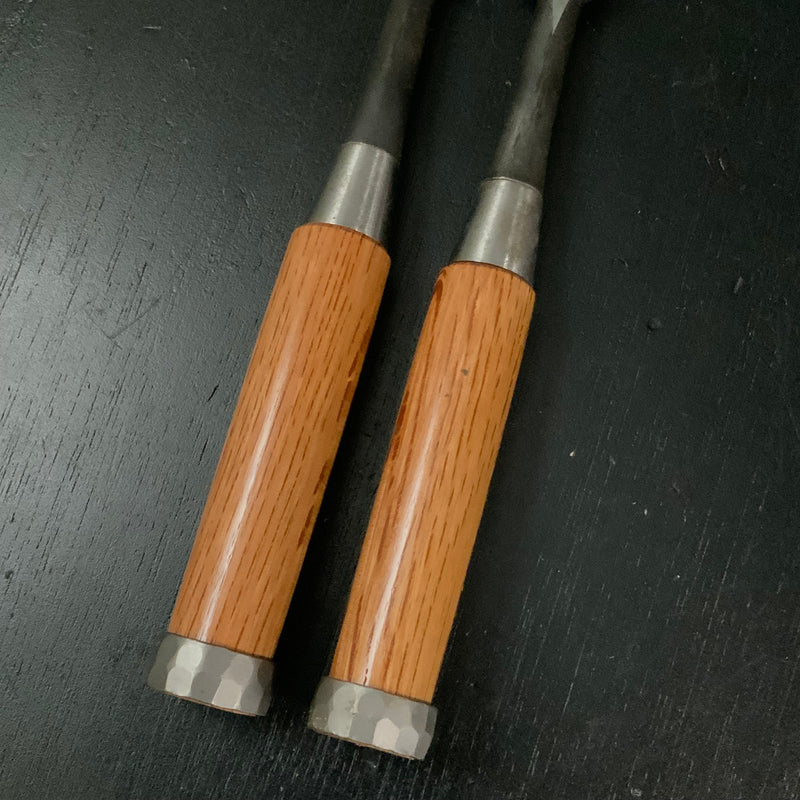 Old stock Hiroshige Middle Timber Oblique chisels Set 21mm  廣重 イスカ追入鑿 2本セット 21mm