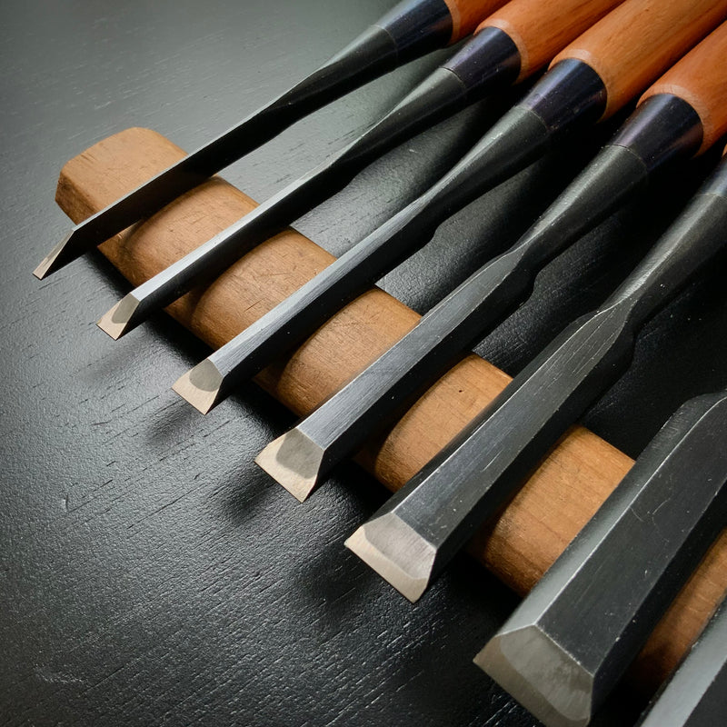 #M168  No brand Bench chisels set by unknown smith  無名 追入組鑿 10本組 作者不明