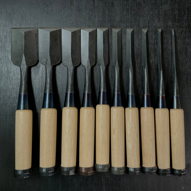 Ouchi Dovetail chisels set by Ouchi 4th generation 四代目大内俊明作 宗家大内 鎬追入組鑿 シノギ