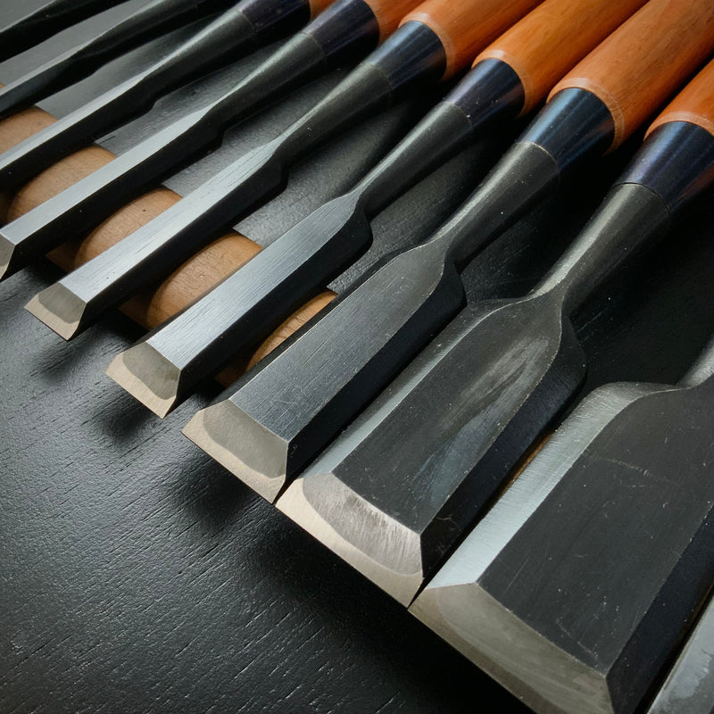 #M168  No brand Bench chisels set by unknown smith  無名 追入組鑿 10本組 作者不明