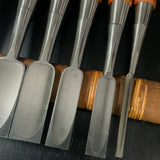 Old stock Sukemaru 4th High-Speed Steel Bench chisels set 掘出し物 四代助丸 ハイス鋼追入組鑿 Oirenomi 6本組