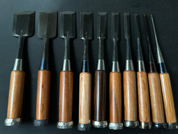 #M134  Mixed set for beginner Bench chisels set by unknown smith バラ鑿合わせ 初心者におすすめ 追入組鑿 作者不明