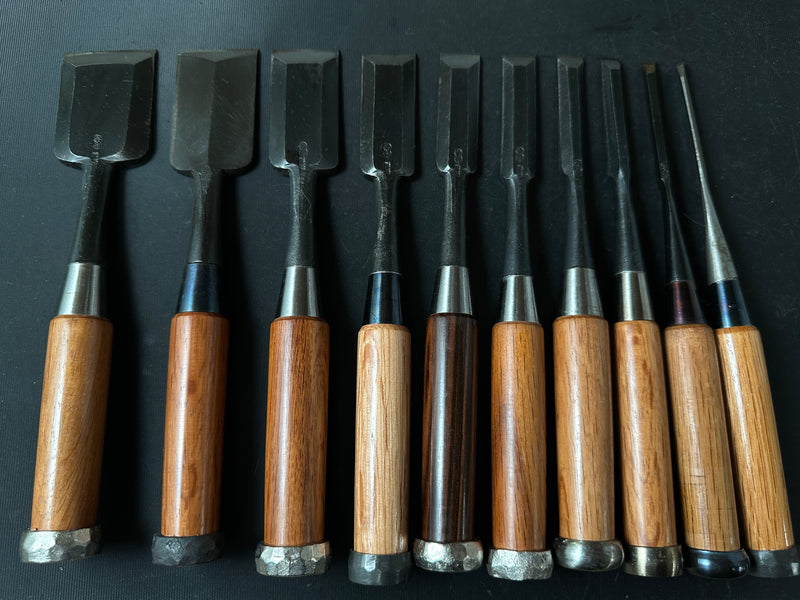 #M134  Mixed set for beginner Bench chisels set by unknown smith バラ鑿合わせ 初心者におすすめ 追入組鑿 作者不明
