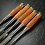 #M167 Mixed Sotomaru chisels set by unknown smith バラ鑿合わせ 外丸組鑿 5本組 作者不明